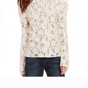 Anthropologie Mare Ivory Floral Lace Long-Sleeve Blouse